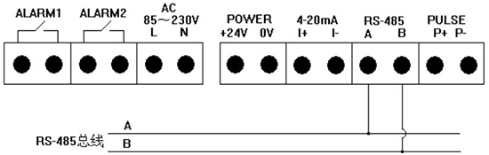 氮?dú)饬髁坑?jì)RS-485通訊接線圖
